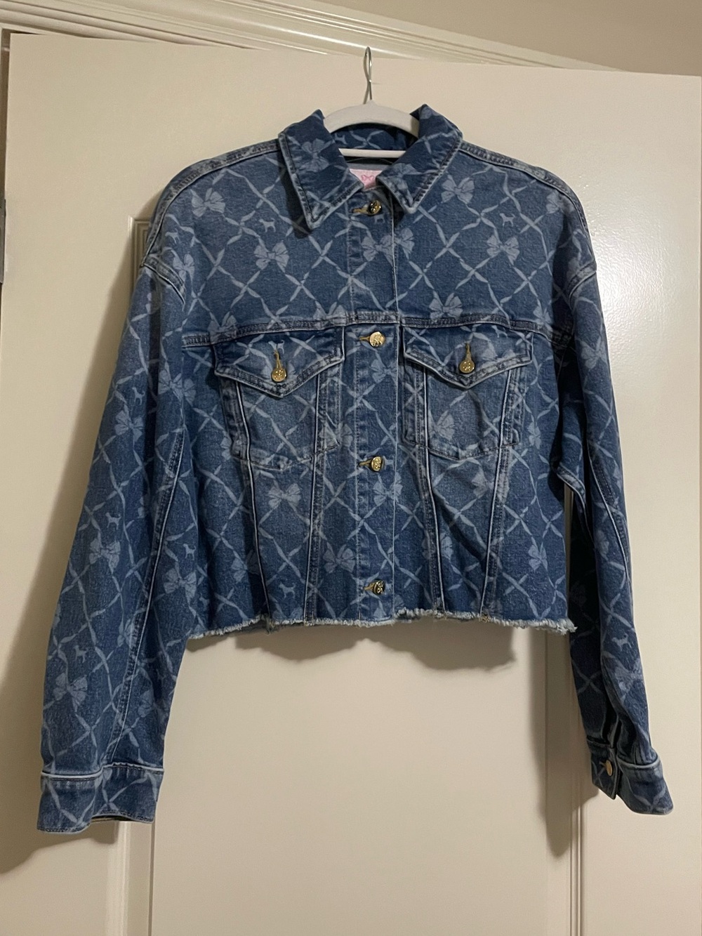 NWT Victoria’s Secret Pink x LoveShackFancy Cropped Denim Jacket XS